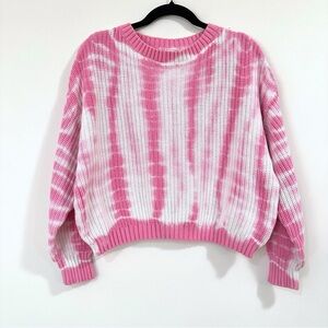 Lush Pink and White Tie-Dye Sweater Size Small